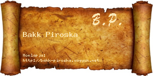 Bakk Piroska névjegykártya